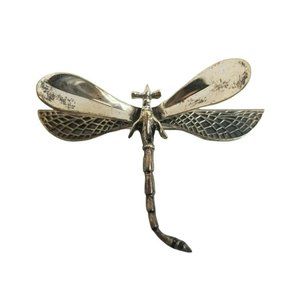 Vintage Sterling Silver Dragonfly 3 Dimensional Brooch Pin Jewelry 925 Insect